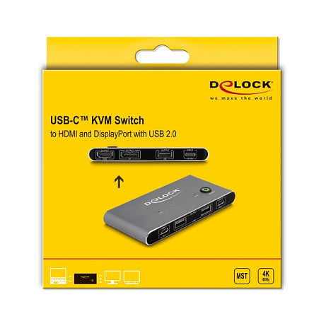 DELOCK USB-C KVM Switch zu HDMI und DisplayPort 8K MST mit USB 2.0