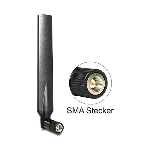 DELOCK Antenne LTE SMA Band 1/3/7/20 -5 -2.8 dBi omni Gelenk schwarz