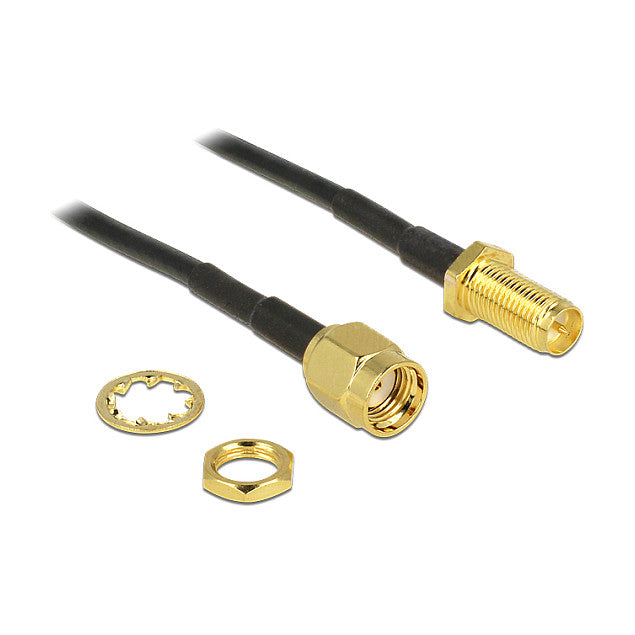 Antennenkabel RP-SMA Stecker > RP-SMA Buchse zum Einbau 200 mm