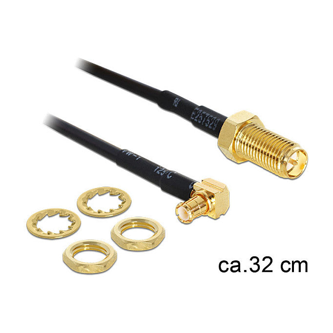DELOCK Antennenkabel RP-SMA Buchse zum Einbau zu MCX Stecker 90 320mm