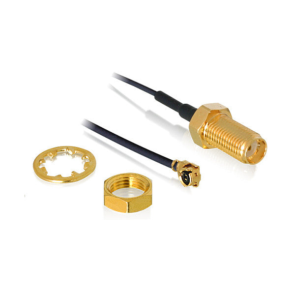Antennenkabel SMA Buchse zum Einbau zu I-PEX Inc., MHF® I Stecker 1.37, 50 cm Gewindelänge 10 mm