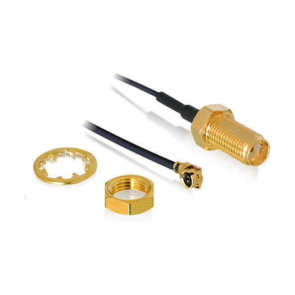 Antennenkabel SMA Buchse zum Einbau zu I-PEX Inc., MHF® I Stecker 1.37, 35 cm Gewindelänge 10 mm