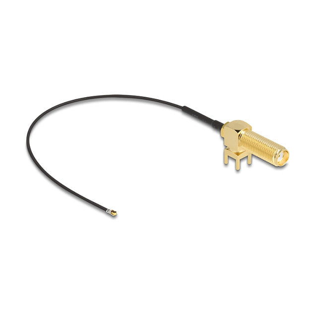 DELOCK Antennenkabel SMA 90 PCB Buchse zum Einbau zu I-PEX Inc. MHF 4L Stecker 1.13 15cm Gewindelnge 15mm