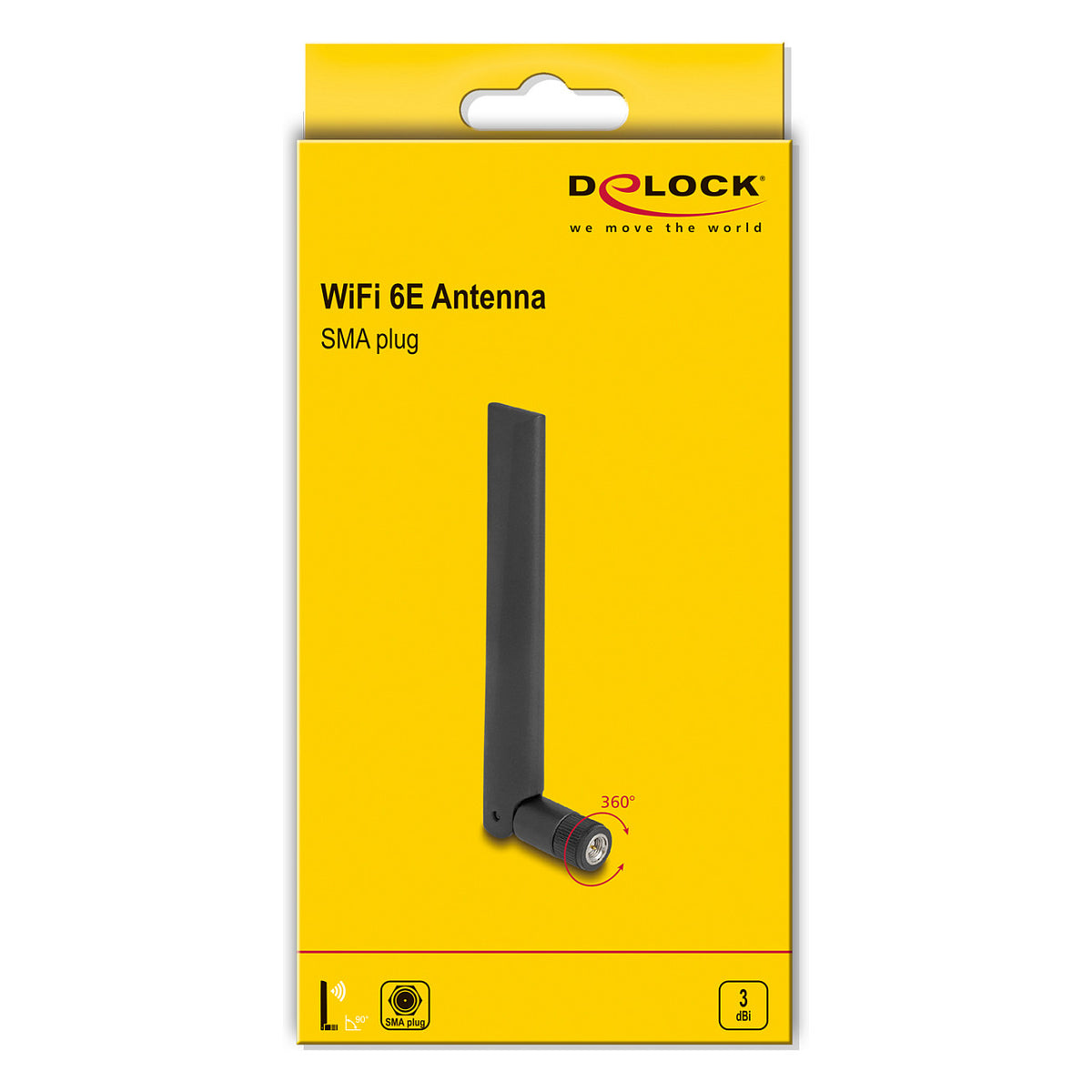 WiFi 6E Antenne SMA Stecker 3 dBi omnidirektional mit Kippgelenk schwarz