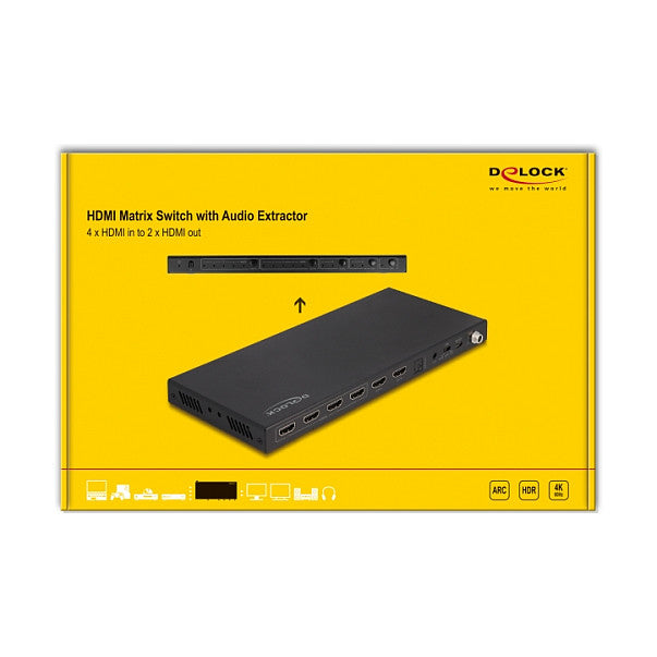 HDMI Matrix Switch 4 x HDMI in zu 2 x HDMI out 4K 60 Hz mit Audio Extraktor