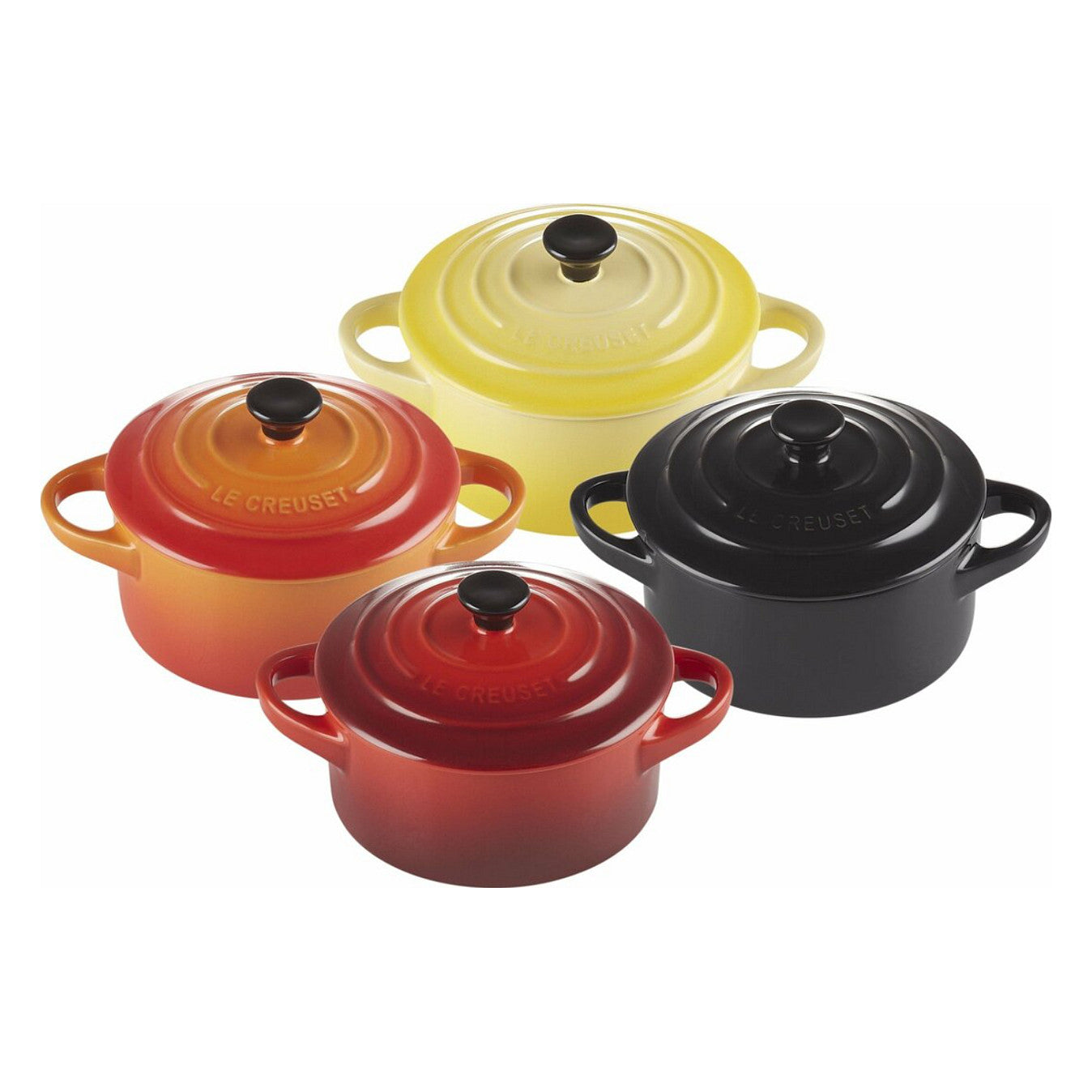 4x1 Le Creuset Mini Braeterset m.Deckel 10x5cm, Feuer u. Flamme