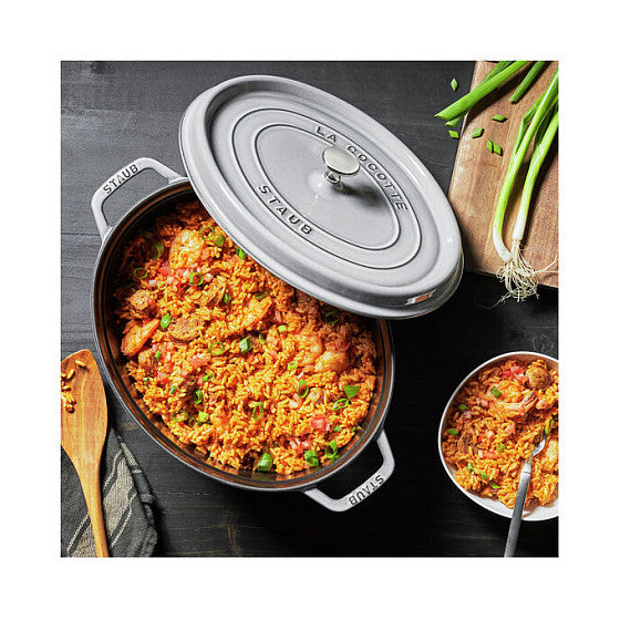 Staub La Cocotte 31cm oval Graphit-grau. Gusseisen