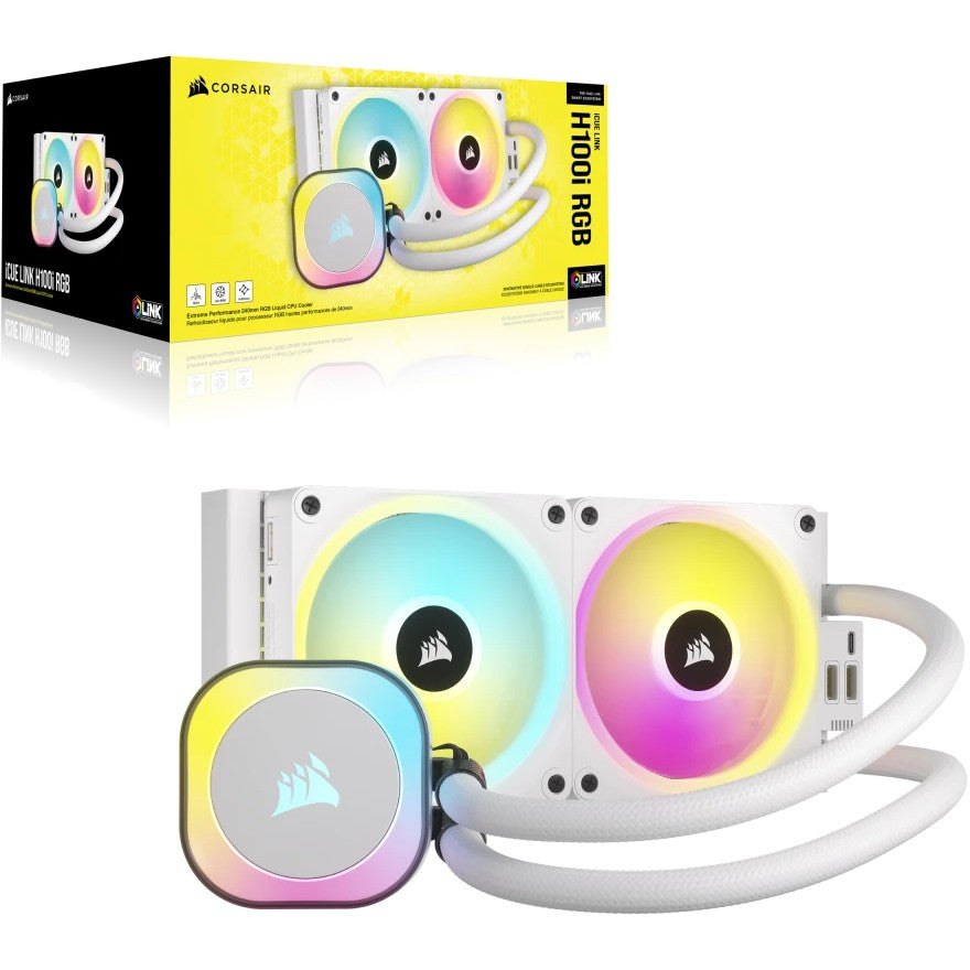 K CORSAIR WAK Cooling iCUE LINK H100i WHITE RGB AIO 240mm