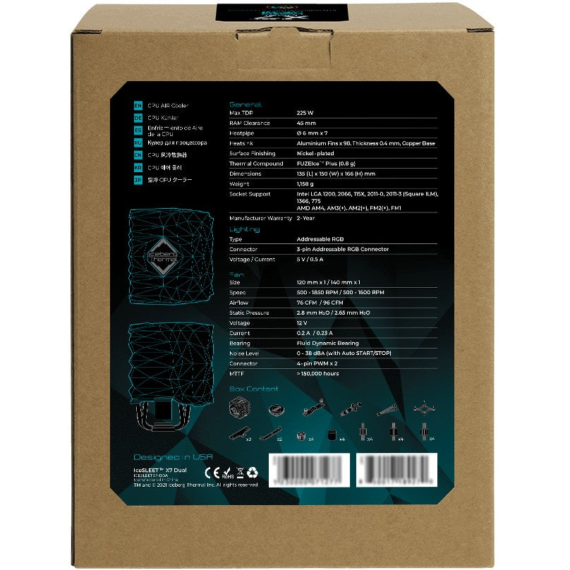 K ICEBERG THERMAL IceSLEET X7 Dual - ARGB - AM4/AM5/1200/1700