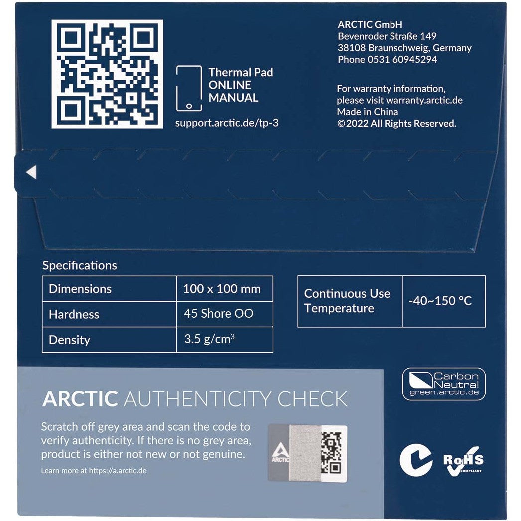 K ARCTIC Thermal pad BLAU TP-3 100x100mm.1pcs
