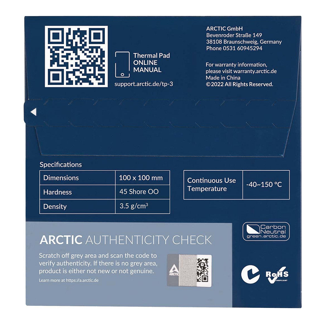 K ARCTIC Thermal pad BLAU TP-3 100x100mm.1pcs