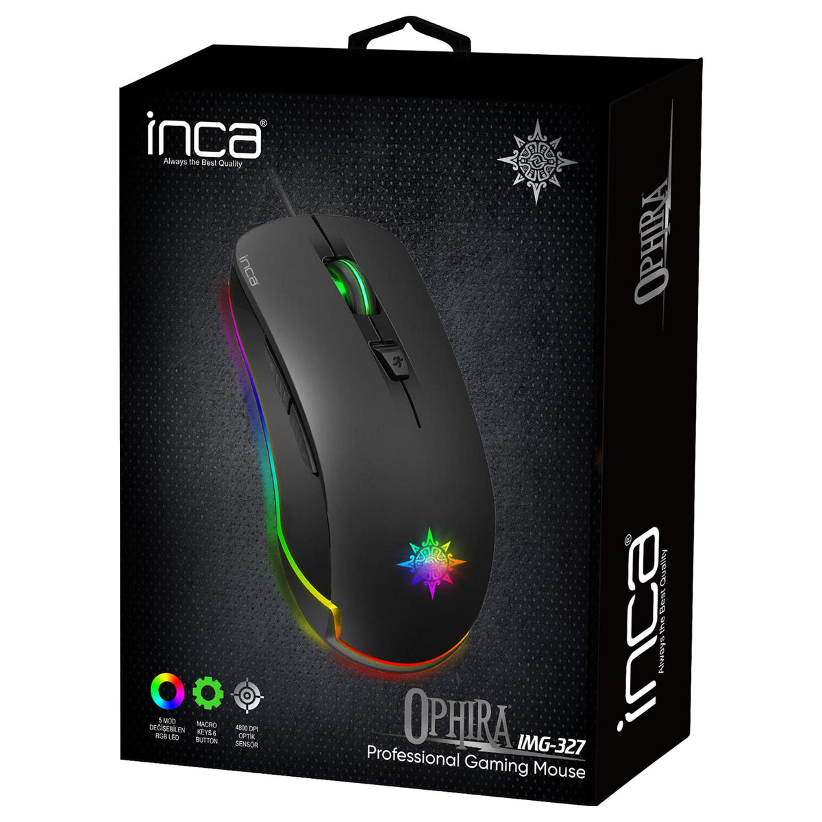 INCA Gaming Maus IMG-327 4800 DPI. RGB. 6 Tasten. USB. SW retail