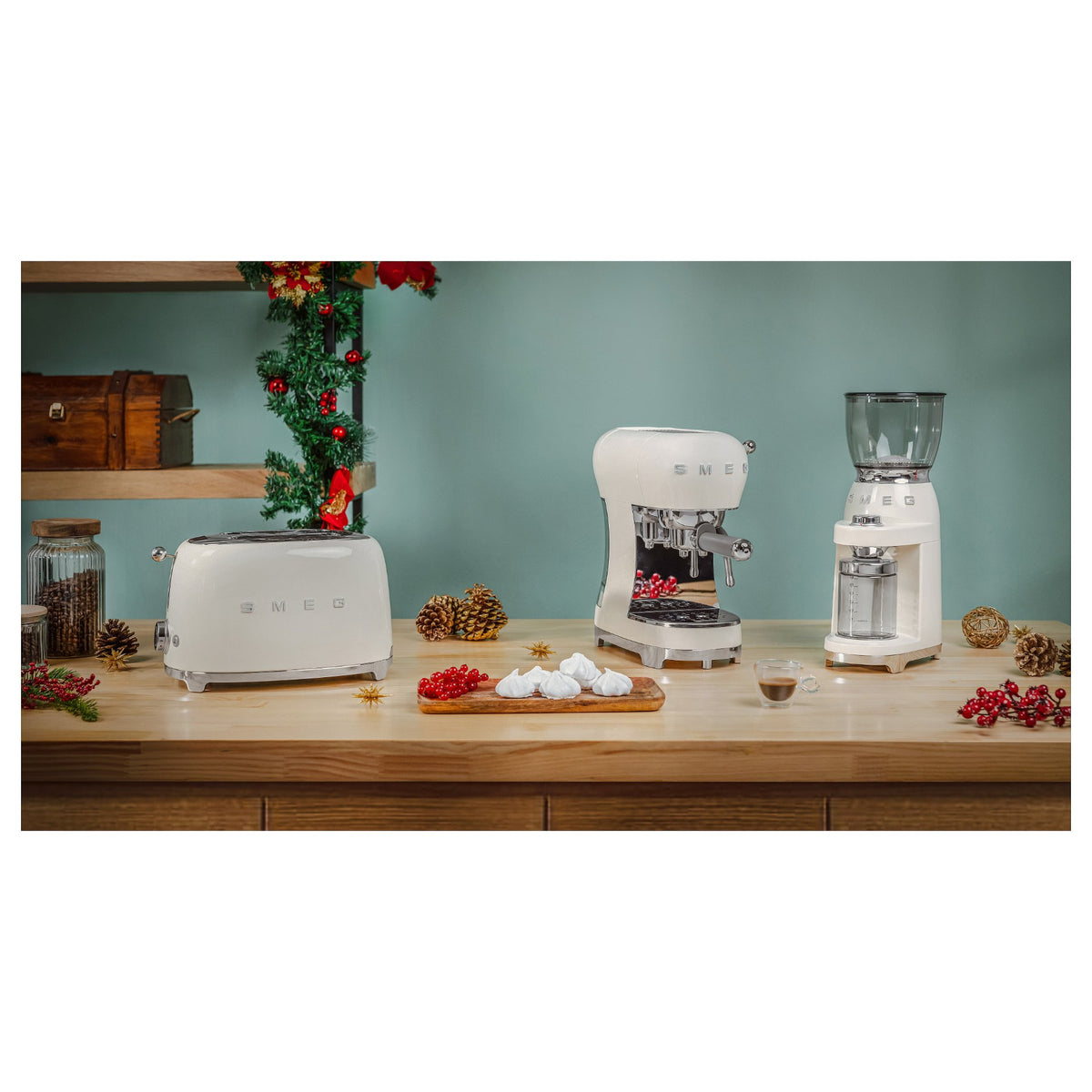 SMEG Toaster 2-Schlitz kompakt 50s Style TSF01CREU, Creme, Hochglanz
