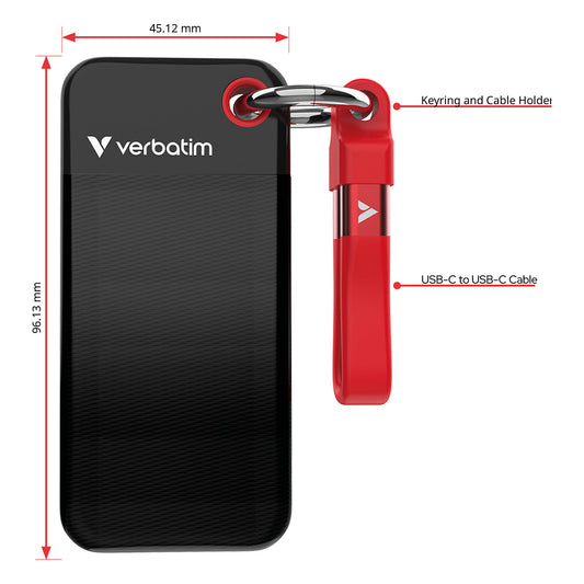 STICK S 2TB Verbatim Pocket SSD USB 3.2 black/red retail
