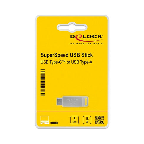 USB 5 Gbps USB-C™ + Typ-A Speicherstick 16 GB - Metallgehäuse