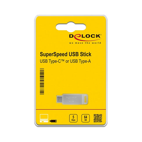 STICK DELOCK USB 3.2 Gen 1 USB-C + Typ-A Speicherstick 64GB - Metallgehuse