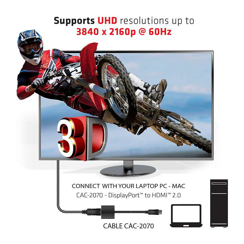 Club3D Adapter DisplayPort > HDMI 2.0 3D 4K60Hz aktiv St/Bu Polybeutel