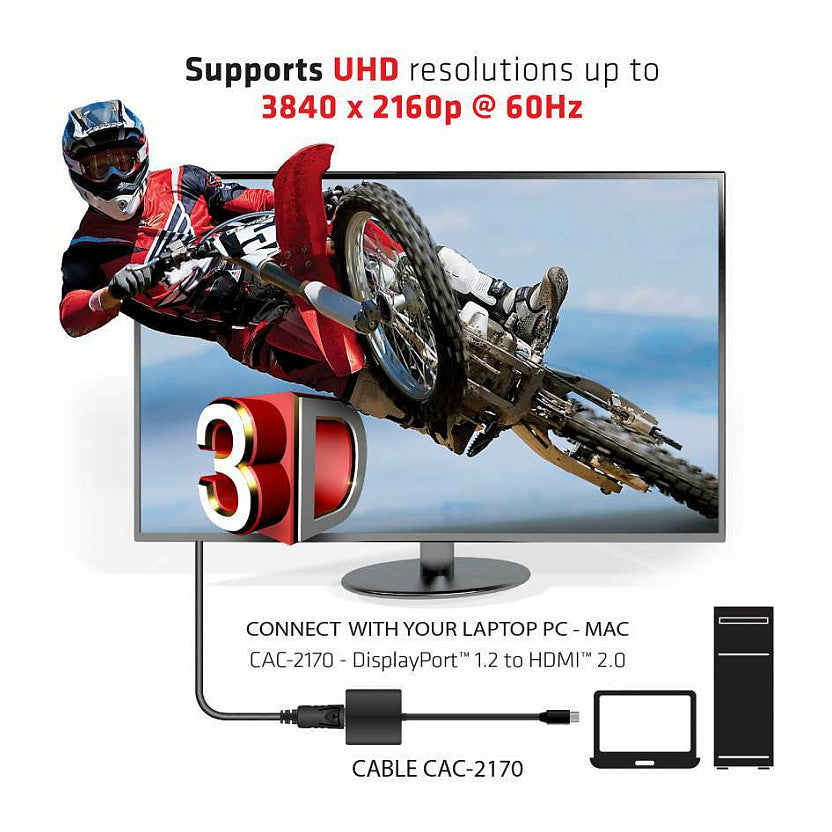 Club3D Adapter MiniDisplayPort > HDMI 2.0 3D 4K60Hz aktiv Polybeutel