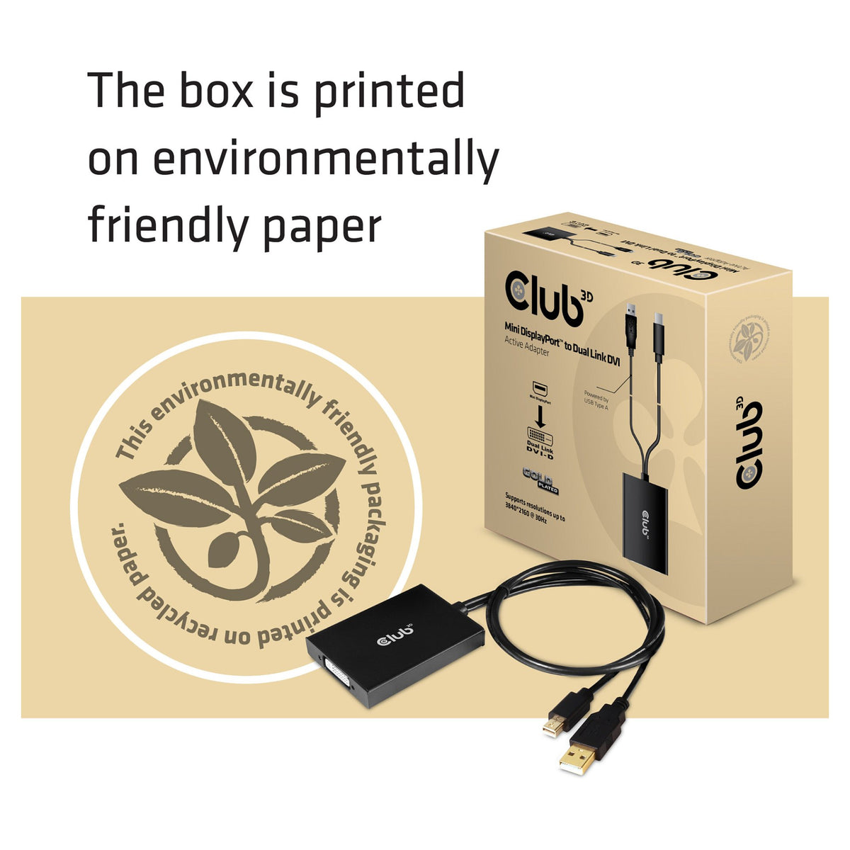 Club3D Adapter MiniDisplayport > DVI-D (Active Dual) St/Bu retail