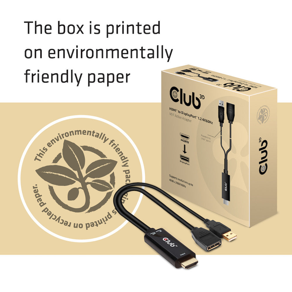 Club3D Adapter HDMI 2.0 > DP 1.2 4K60Hz HDR aktiv St/Bu retail