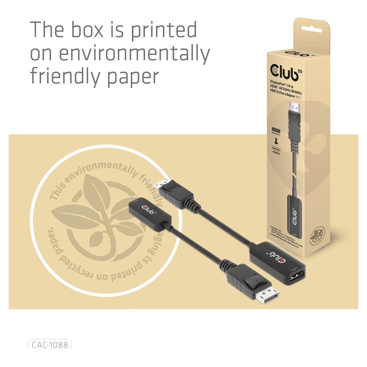 Club3D Adapter DisplayPort 1.4 > HDMI HDR 8K60Hz aktiv retail