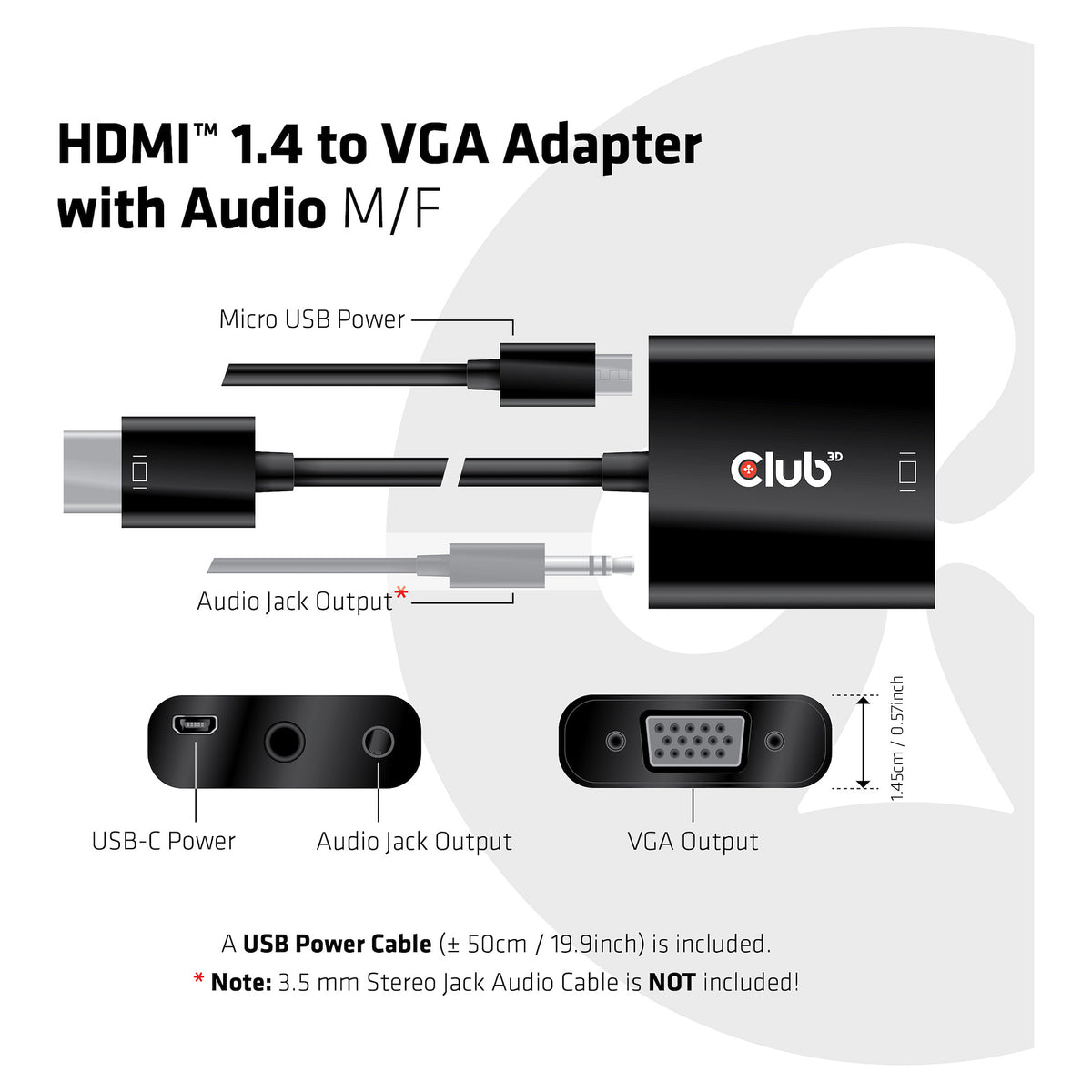 Club3D Adapter HDMI 1.4 > VGA (mit Audio) St/Bu retail
