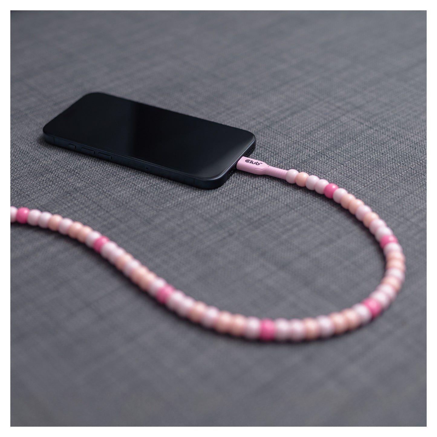 Club3D Lifestyle USB-C Perlen-Kabel PD60W.480Mbps 2m rosa