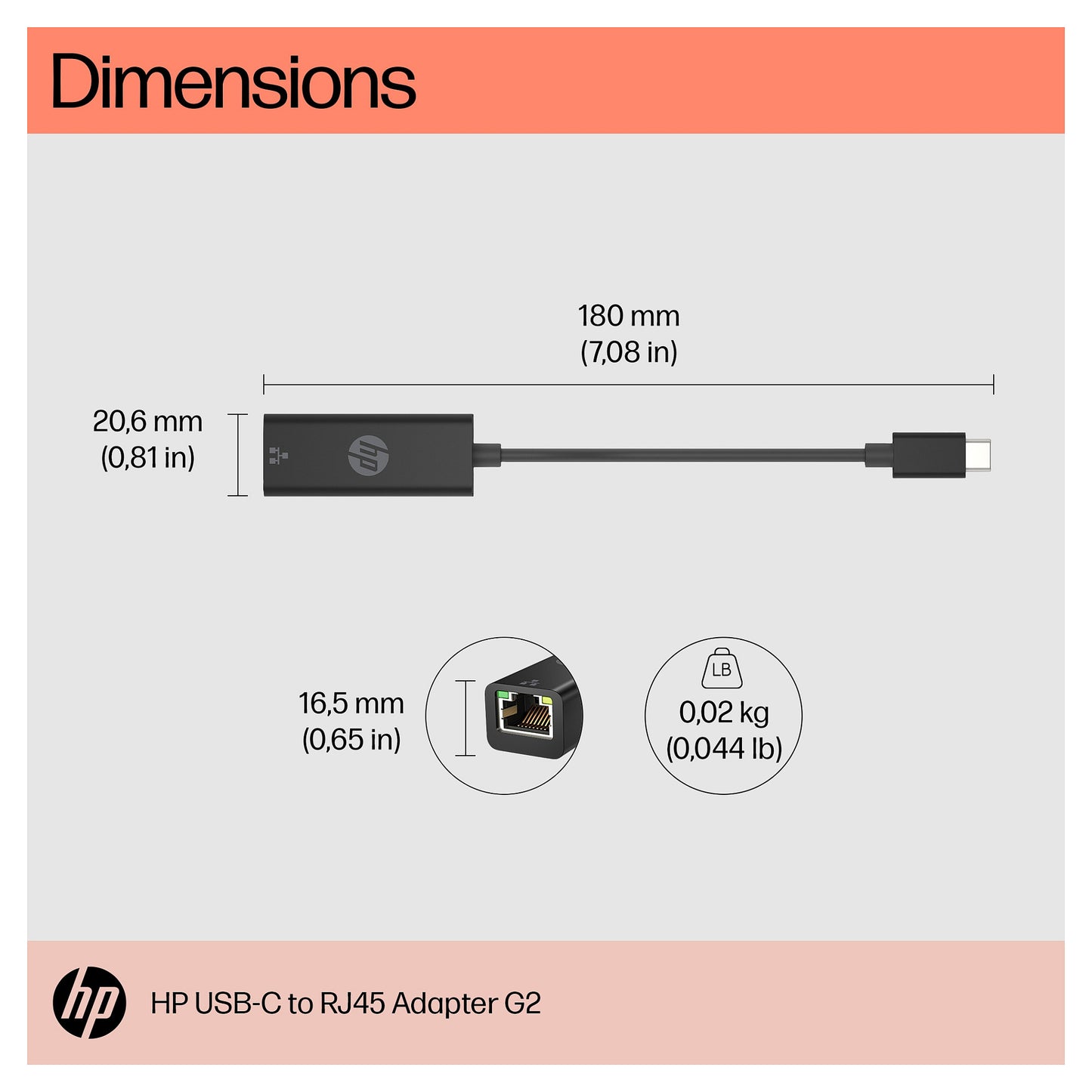 HP Adapter USB-C -> RJ45 G2-Adapter