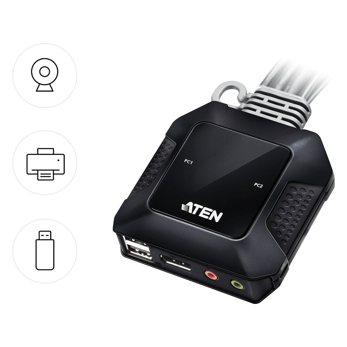 ATEN CS52DP 2-Port USB-C DP Hybrid Kabel KVM
