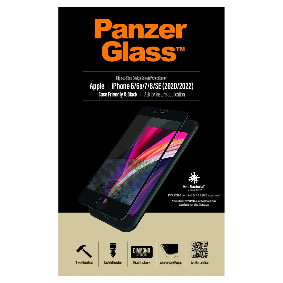 PanzerGlass E2E f. iPhone 6/7/8/SE 2020/2022. CF. Black