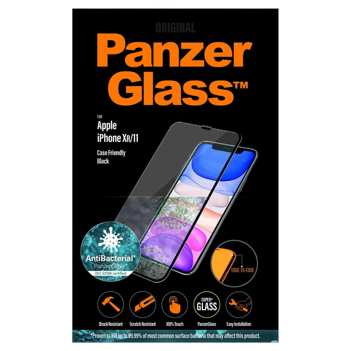 PanzerGlass iPhone 11. XR . CF. E2E. Antibakt. Black