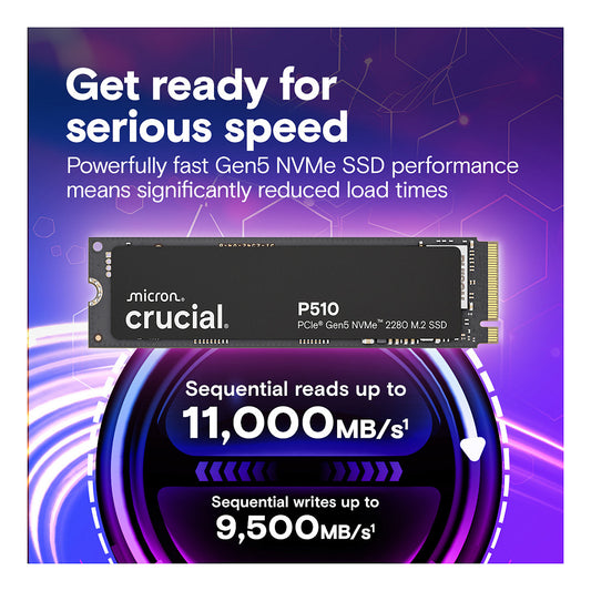 M.2 1TB Crucial P510 Gen5 2280 NVMe PCIe 5.0 x 4