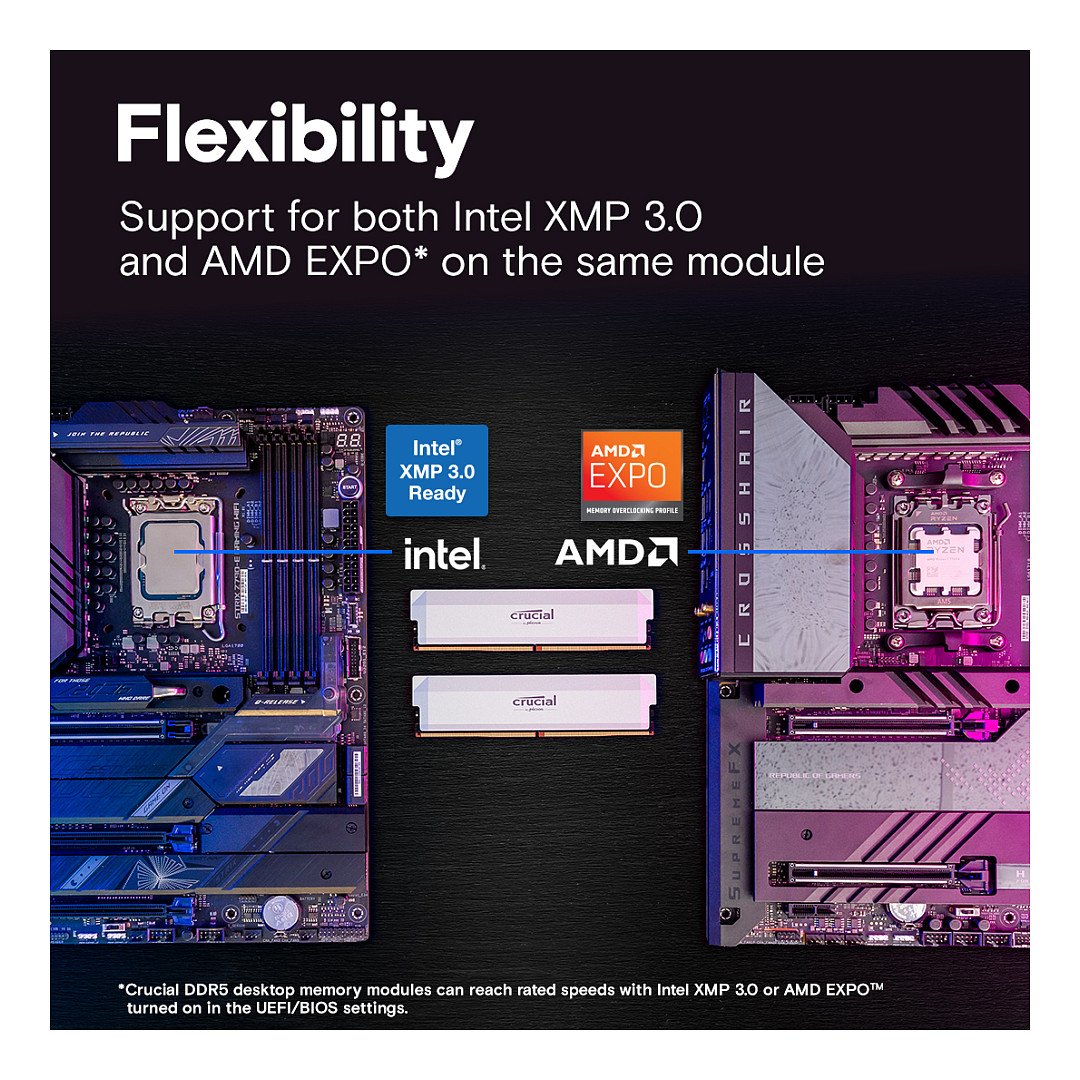 Crucial Pro 6400 Kit 64GB 2x32GB UDIMM CL40 W Overclocking