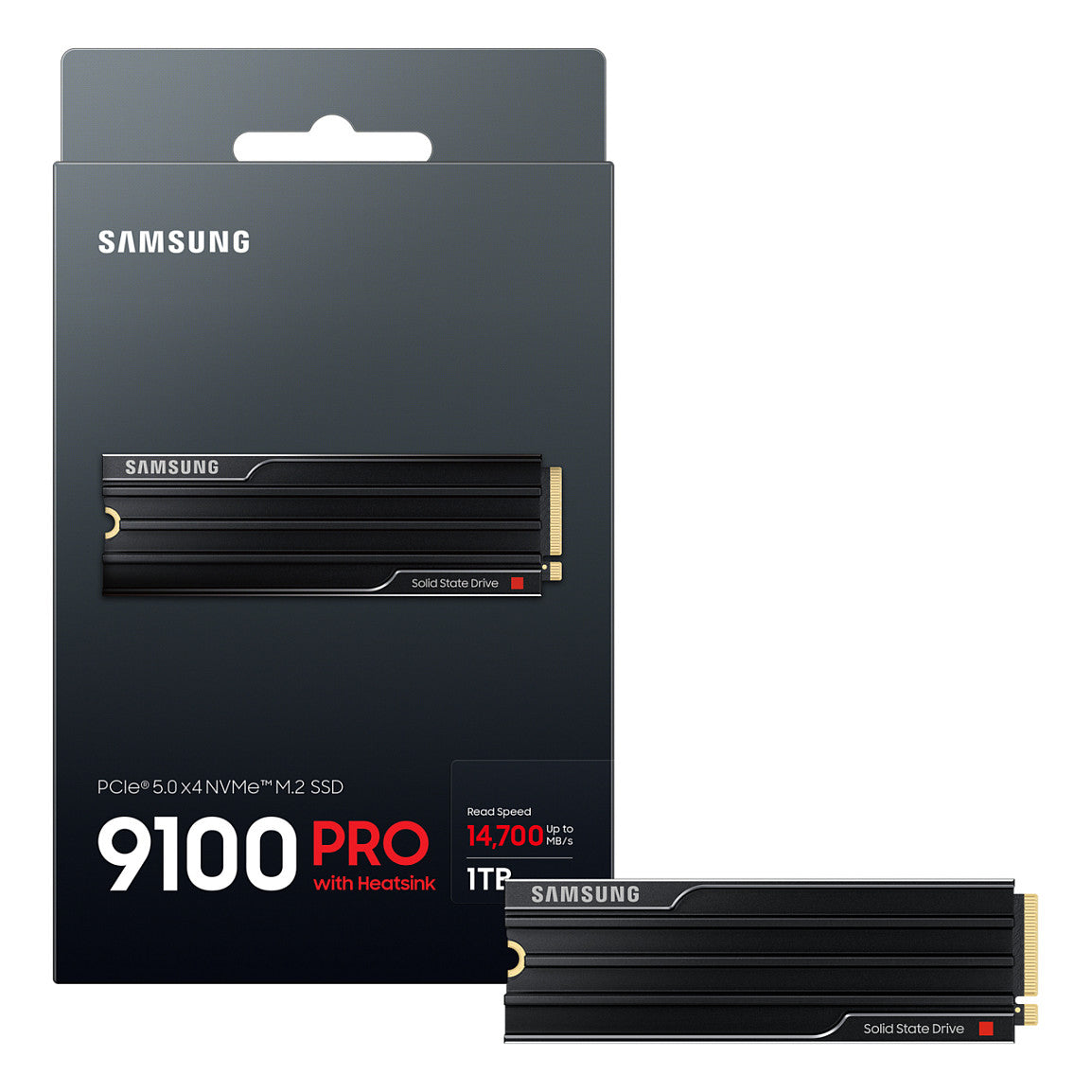 M.2. SAMSUNG 9100 PRO Heatsink NVMe 1TB PCIe 5.0 14.700 MB/s Lesen 13.300 MB/s Schreiben Interne SSD fr PC-Gaming