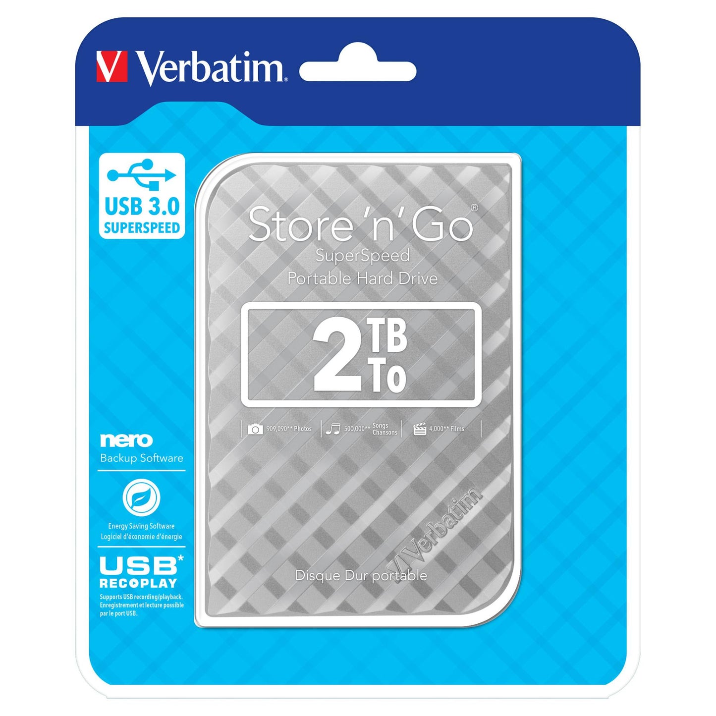 2,5" Verbatim 6.3cm 2TB USB 3.0 Store'n Go Gen2 Silver retail