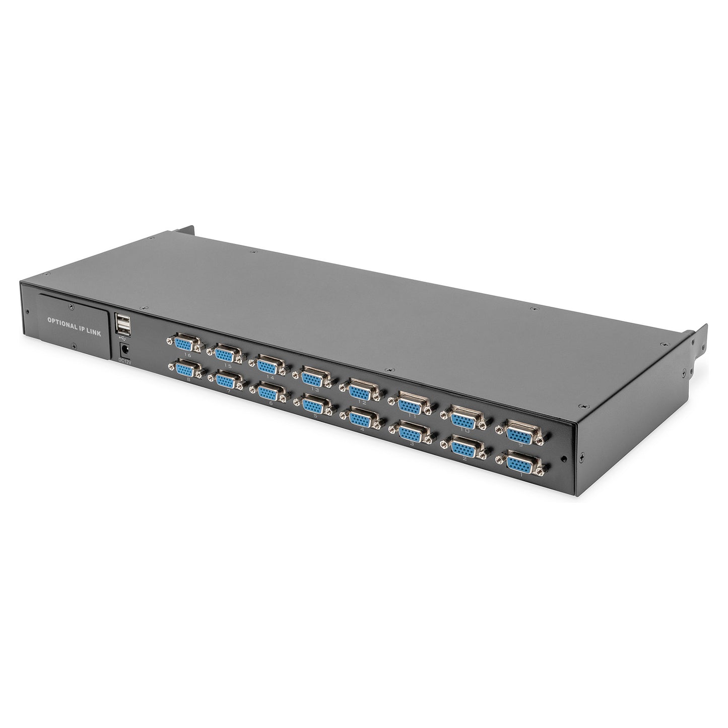 Digitus Modulare HD LCD KVM Konsole mit 19" TFT, 16-Port VGA KVM Anschluss, Touchpad, deutsches Tastaturlayout