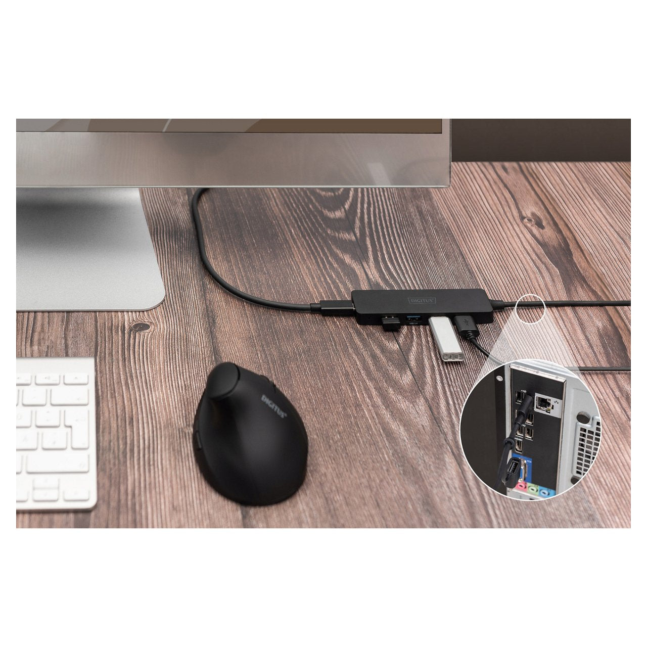 DIGITUS USB 3.0 Hub 4-Port Slim, USB-C Adapter 1,2m Kabel