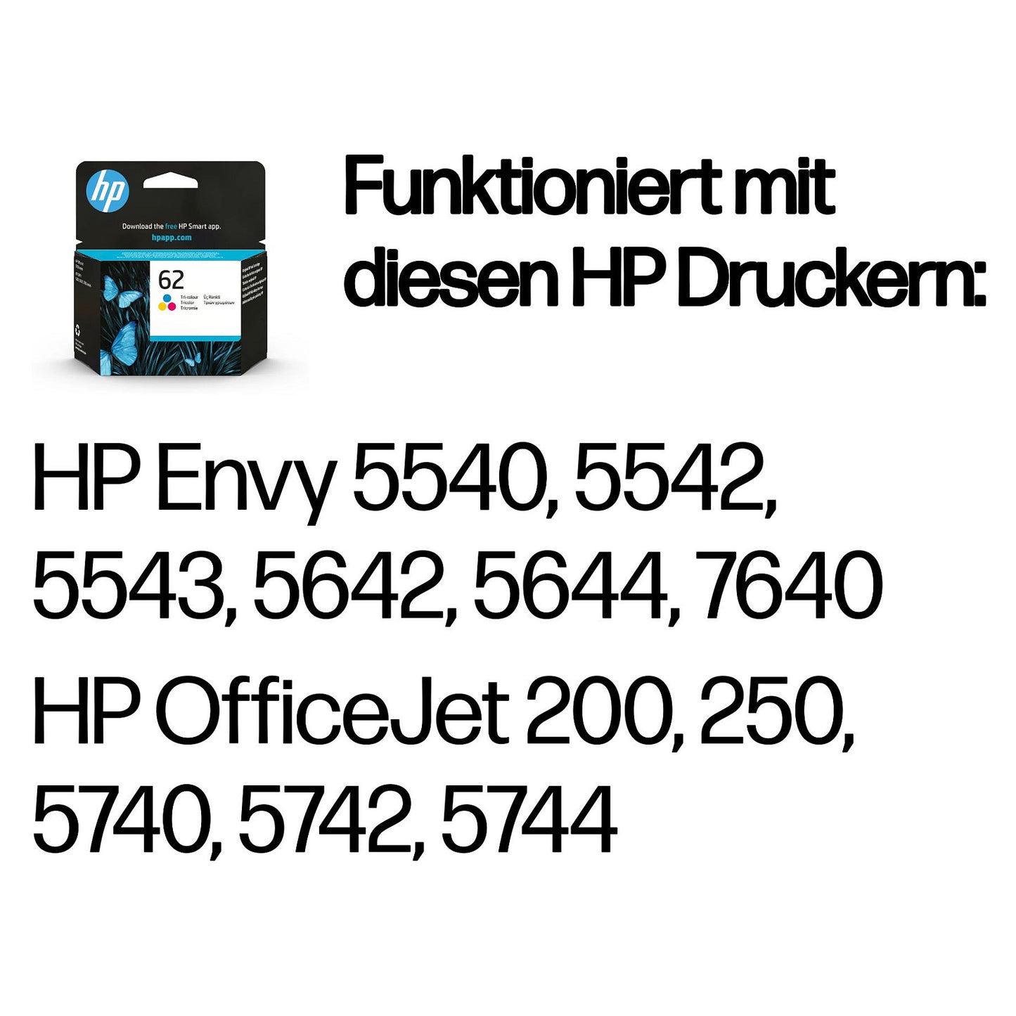 HP 62 original Ink cartridge C2P06AE UUS tri-colour standard capacity 1-pack