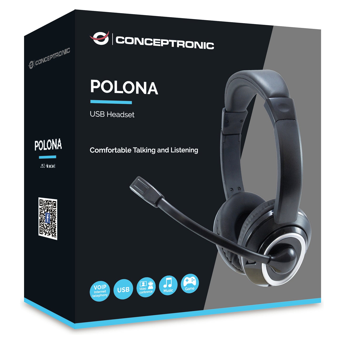 CONCEPTRONIC Headset USB Mikro,int.Bed.Stereo 2.0m sw