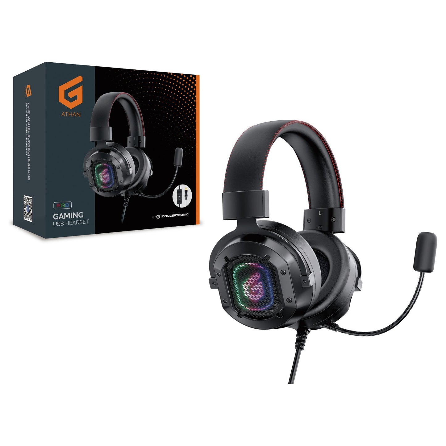 CONCEPTRONIC Gaming Headset USB Mikro,7.1,int.Bed. 2.2m sw