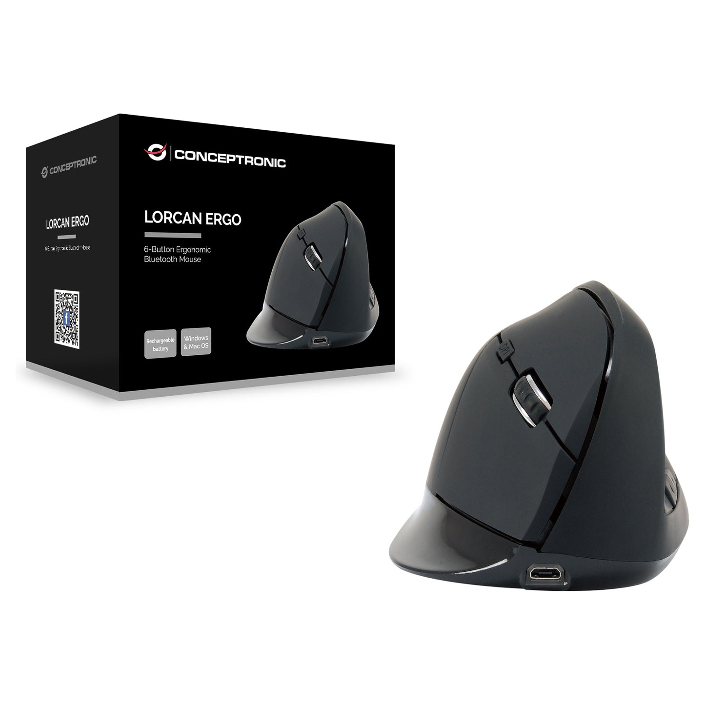 CONCEPTRONIC LORCAN03B 6-Tasten Bluetooth Maus ergonomisch