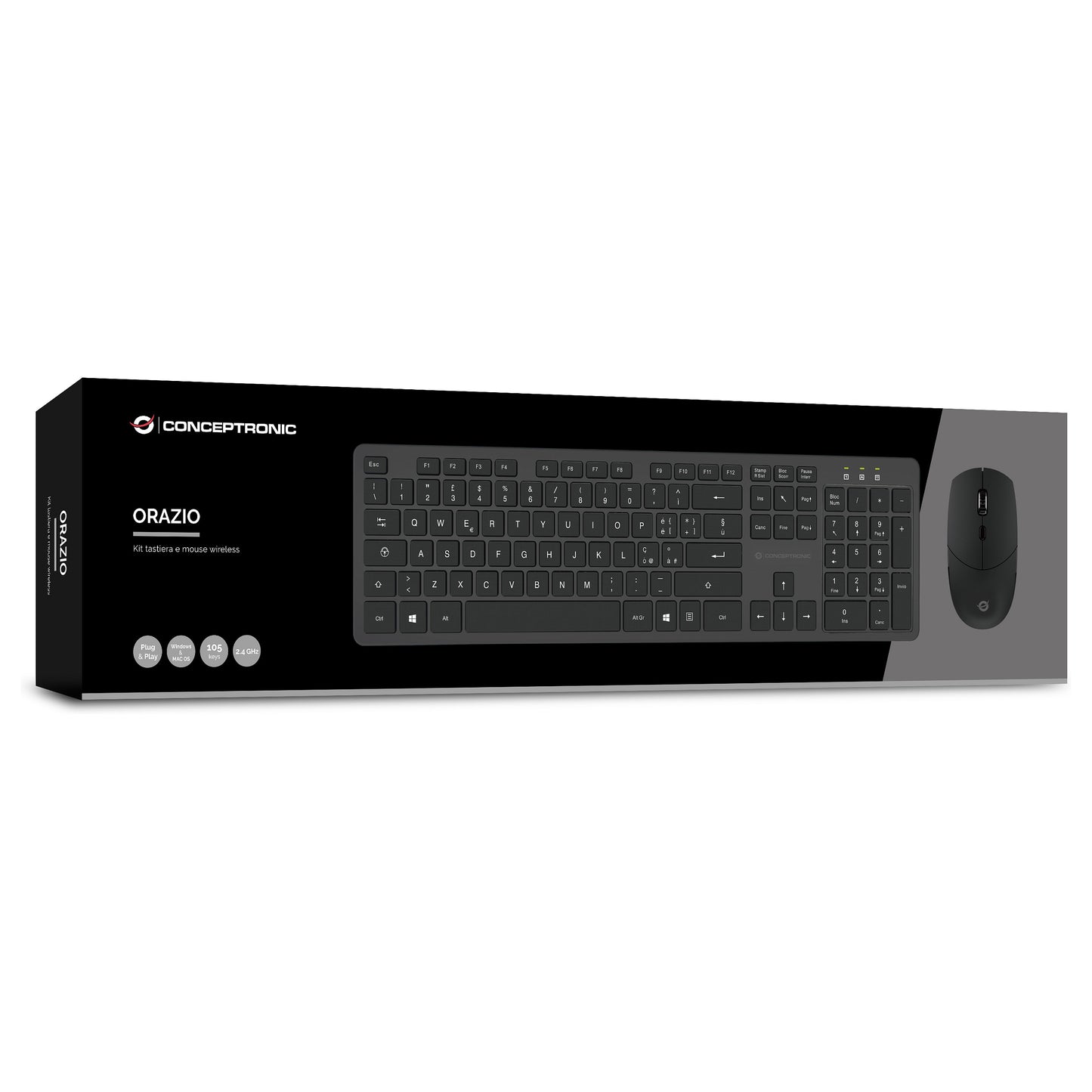 CONCEPTRONIC Wireless Keyboard+Mouse,Layout italienisch sw