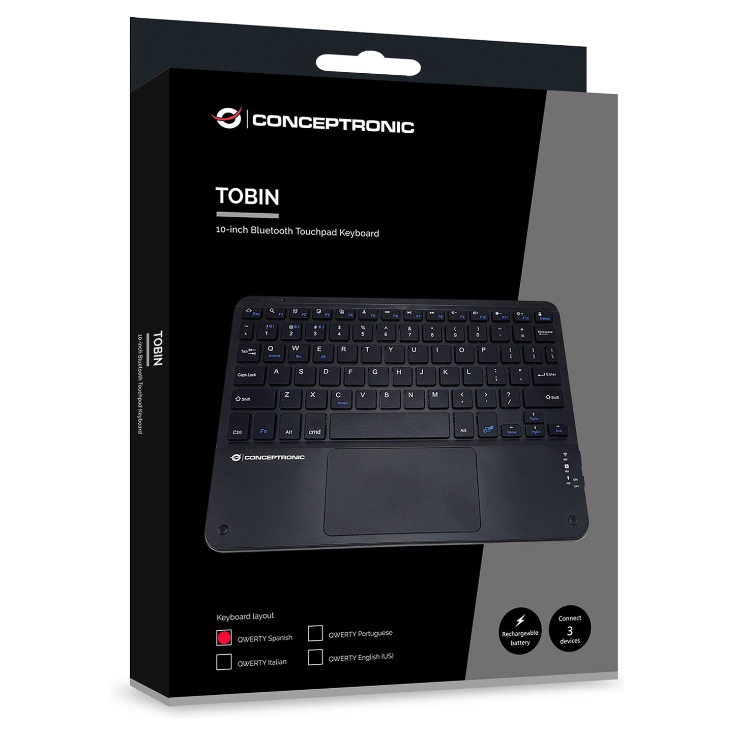 CONCEPTRONIC Wireless Tastatur, Layout spanisch 10" schwarz
