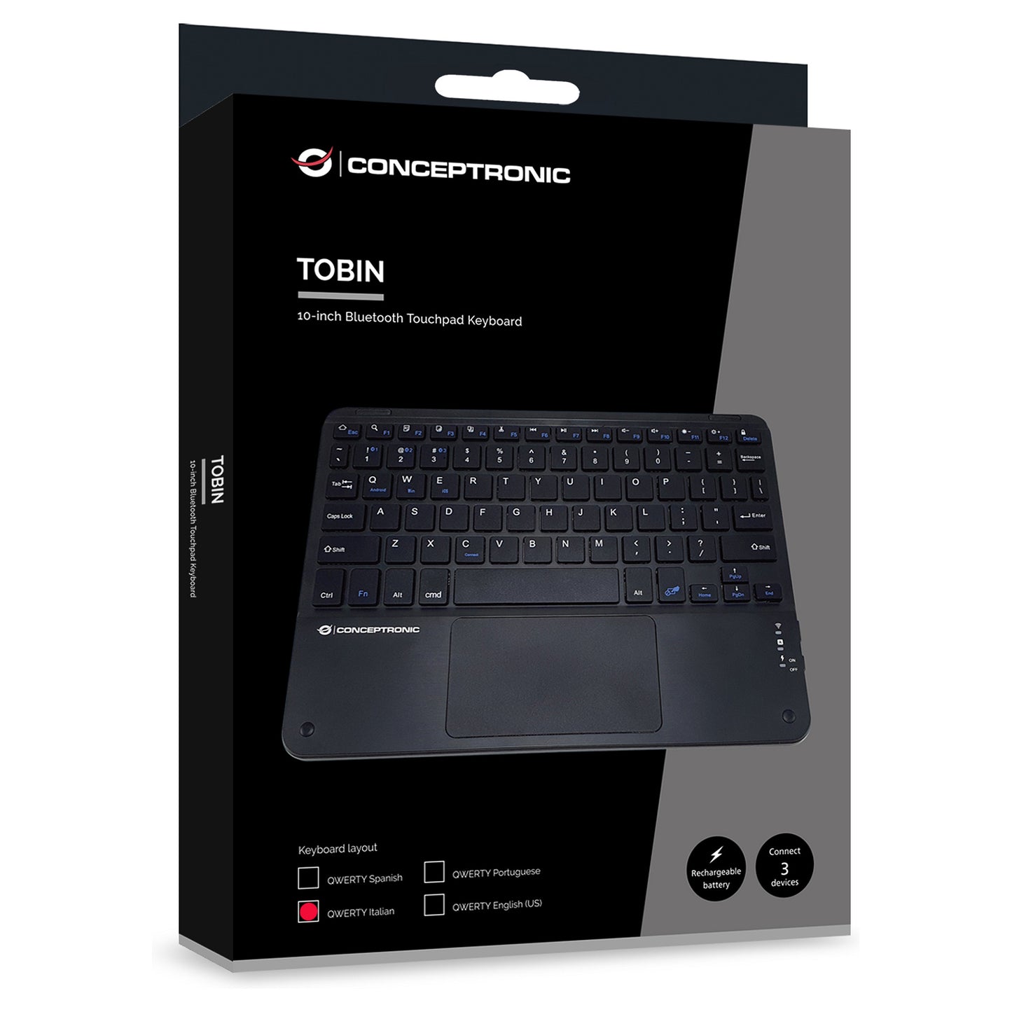 CONCEPTRONIC Wireless Tastatur, Layout italien. 10" schwarz