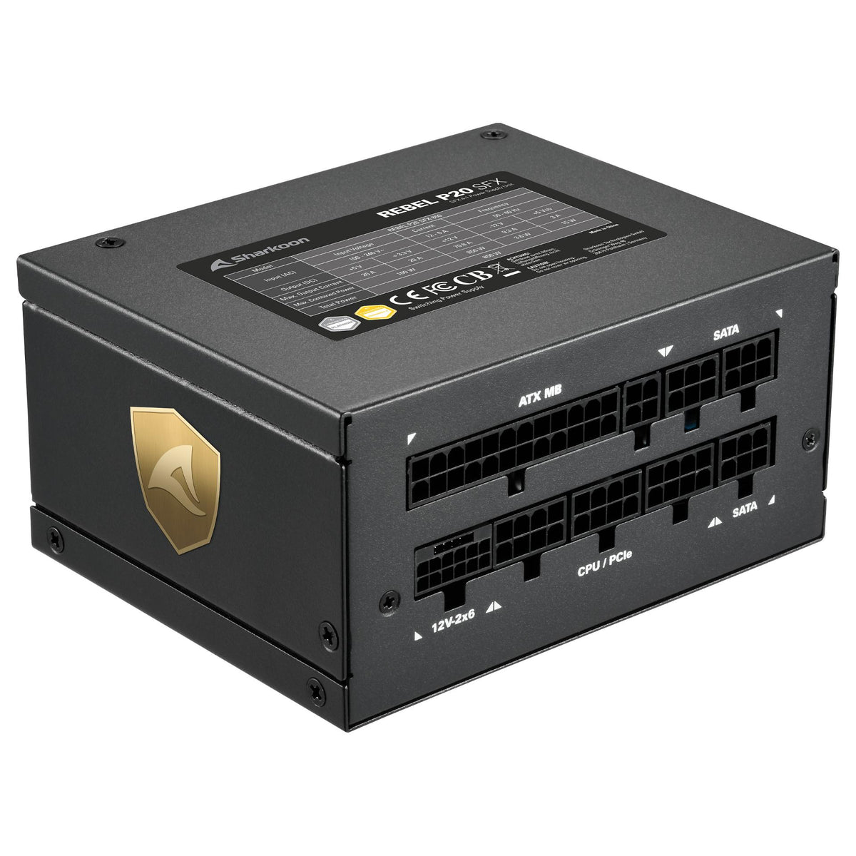 850W Sharkoon Rebel P20 SFX 850W (schwarz, 1x 12 Pin High Power Anschluss, 2x PCIe, Kabelmanagement, 850 Watt)