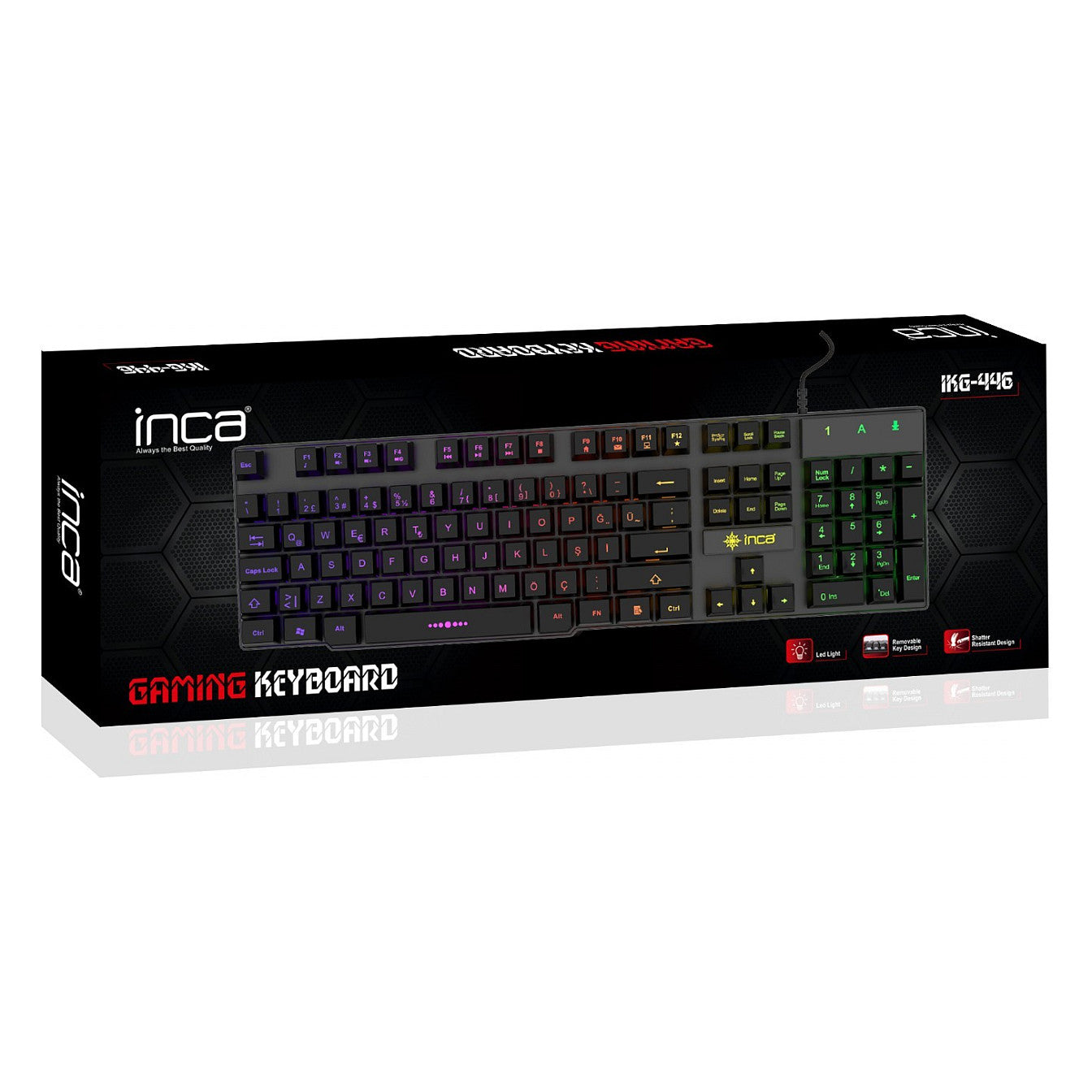 Incase Gaming Tastatur IKG-446 Regenbogen, RGB, dt. Layout retail