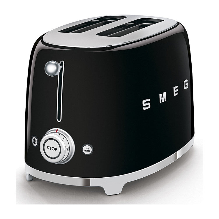SMEG Toaster 2-Schlitz kompakt 50s Style TSF01BLEU, Schwarz, Hochglanz