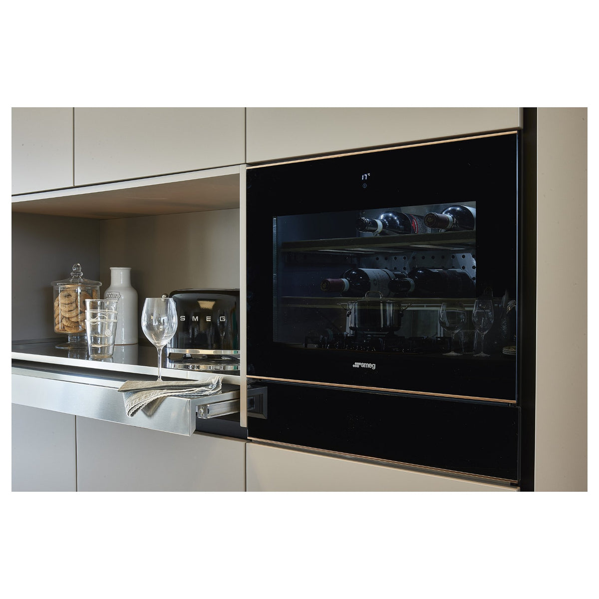SMEG Toaster 2-Schlitz kompakt 50s Style TSF01BLEU, Schwarz, Hochglanz
