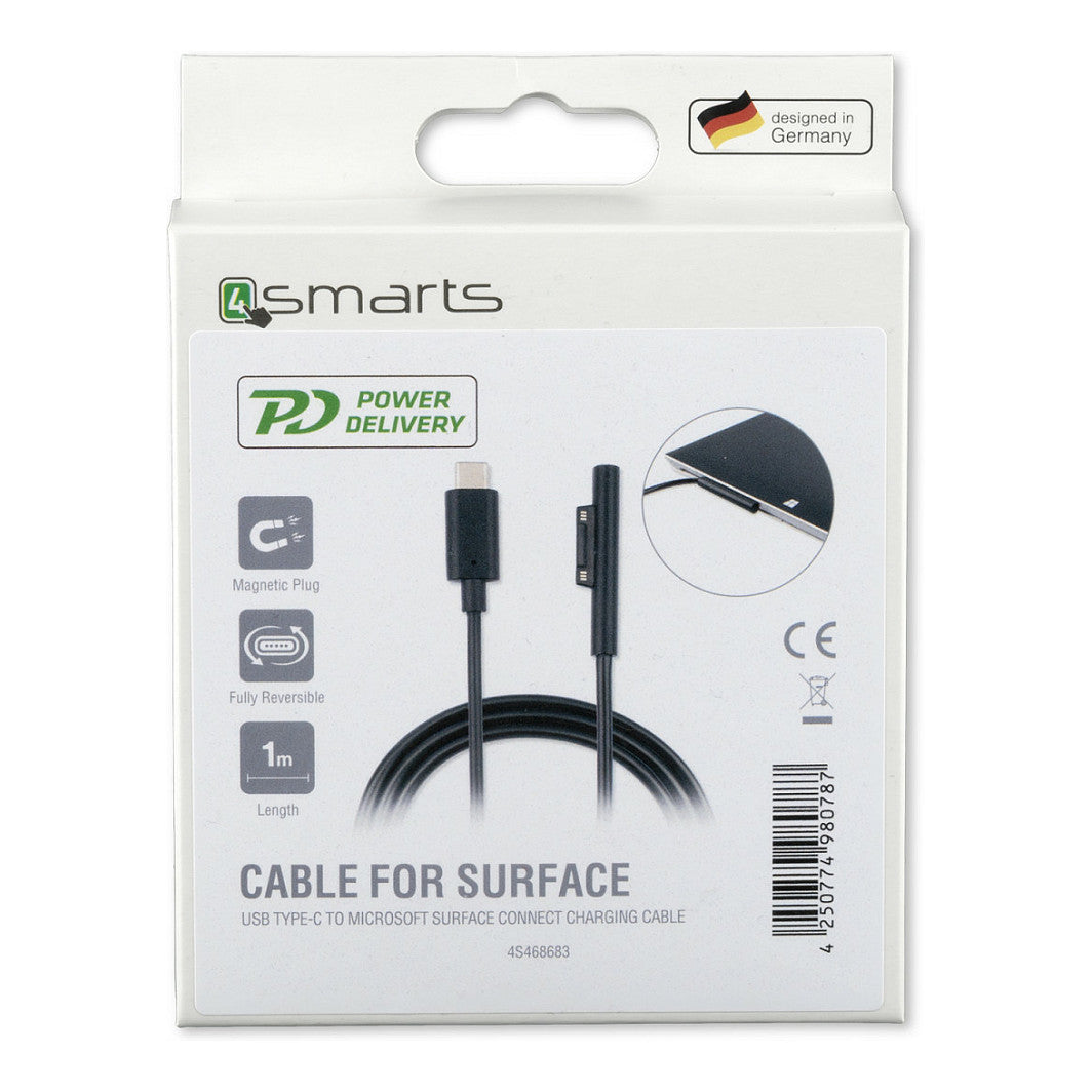 4smarts Ladekabel Micorosft Surface Connect zu USB Typ-C 5A 1m black