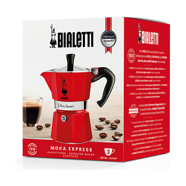 Bialetti Mokka-Express Kanne 3 Tassen Passion Red